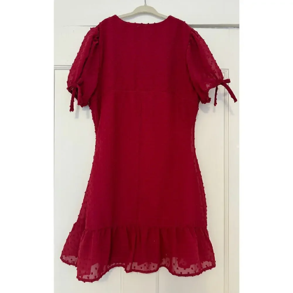 NWT Koko + Mason Bow Ruffle Textured Dress Kids Size L (8/10) - Picture 2 of 3